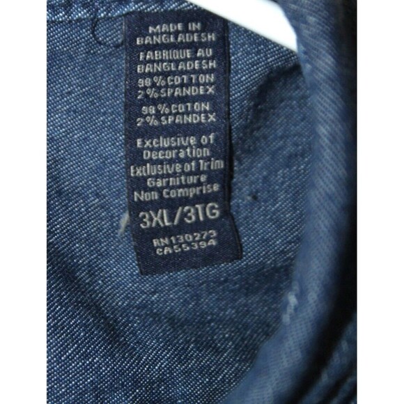 Wrangler Medium Blue Denim Mens 3XL Flex For Comfort Button Up Long Sleeve Shirt - Picture 5 of 6